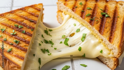 Wallpaper Mural Golden brown grilled sandwich with gooey melted cheese and fresh parsley garnish, a close-up appetizing view. Torontodigital.ca