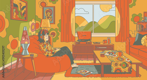 Woman Relaxing on Sofa in Living Room.