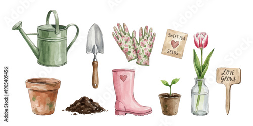 Gardening equipment and potted plant collection