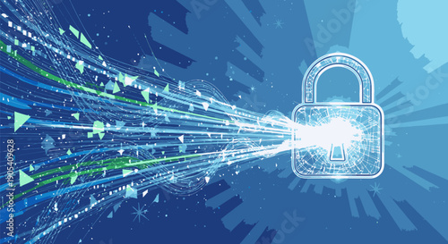 Digital Lock Security Protection Concept.