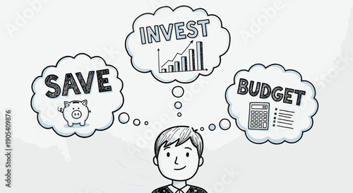 Man Thinking About Saving and Investing.