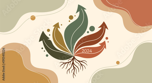 Growing Plant with Leaves and Roots.