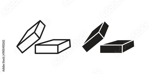 Wooden block icons in simple black style symbol sign for apps and website