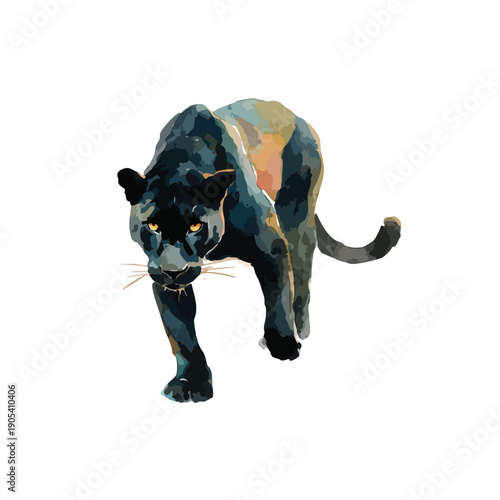 Powerful Black Panther Vector Illustration Stalking.