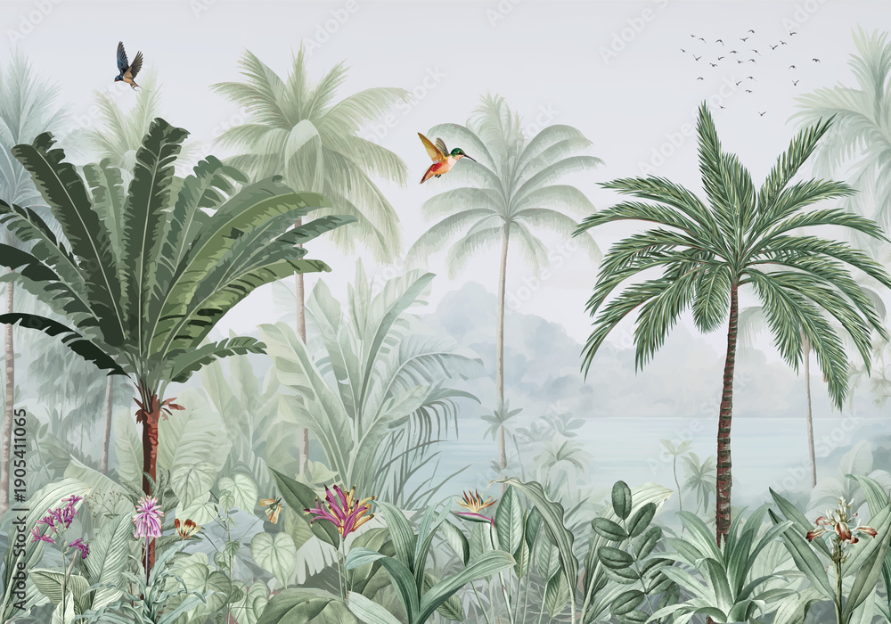 Fototapeta premium Tropical Jungle Wallpaper Mural