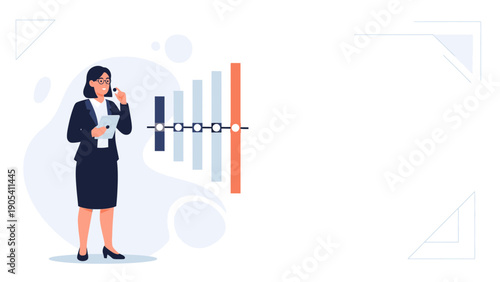 Businesswoman Analyzing Financial Chart and Data