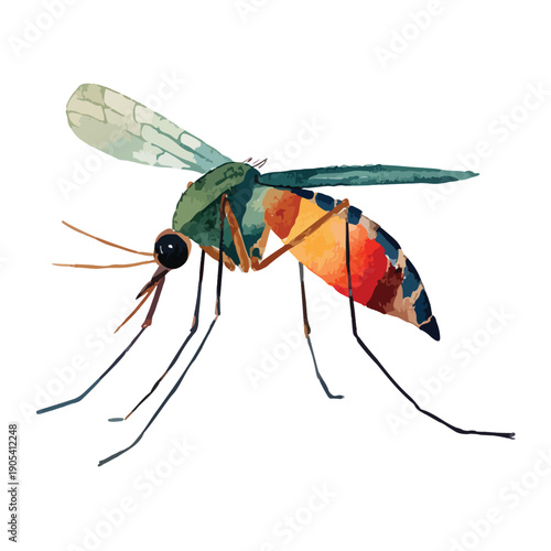 Stylized Mosquito Vector Illustration for Disease Control and Pest Management.