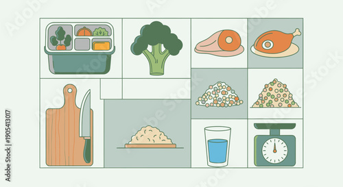 Food Preparation Ingredients and Kitchen Utensils.
