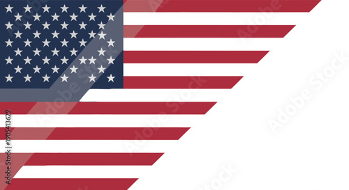 Patriotic United States Flag Illustration with Abstract Angled Stripes