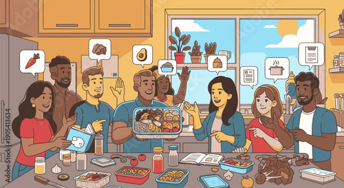 Family Gathering Around Dinner Table Eating Together.