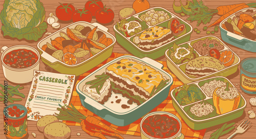 Assorted Prepared Meals in Containers.