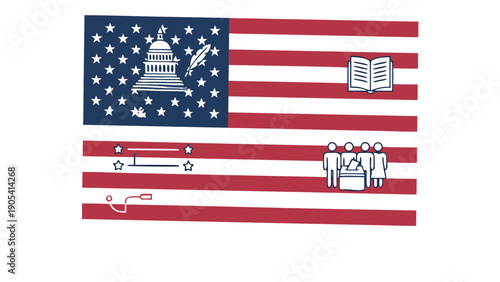 Conceptual Flag Design Representing American History, Law, and Innovation