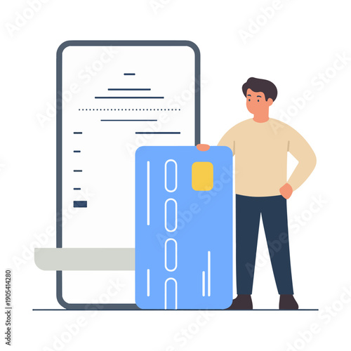 Mobile Digital Payment Illustration with Smartphone and Credit Card – Fintech Banking Concept