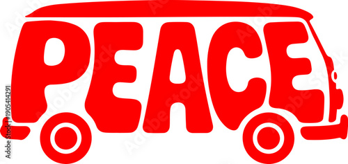 A van with a red heart-shaped lettering spelling out 