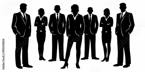 successful business team silhouette standing professional corporate group vector