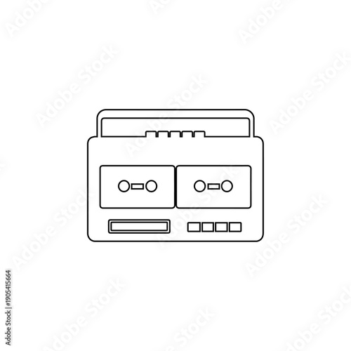 cassette player outline icon retro boombox tape recorder audio music illustration