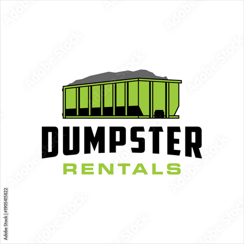 Roll-off dumpster rental services logo with masculine style design