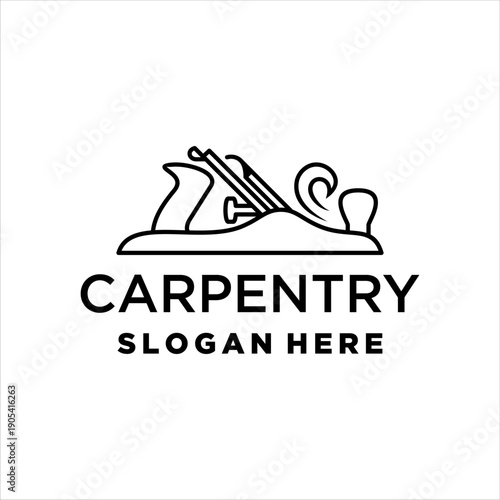 Carpentry logo with modern minimal line style design