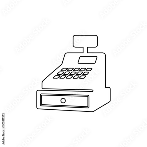 cash register outline retail checkout machine isolated on white background