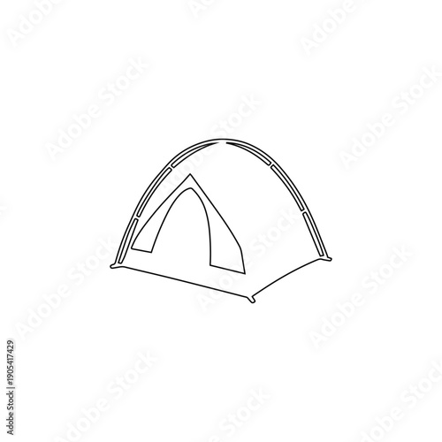 camping tent outline outdoor shelter isolated on white background