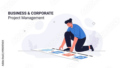 Project Management Concept, Planning Business Strategy, Setting Goals, Teamwork