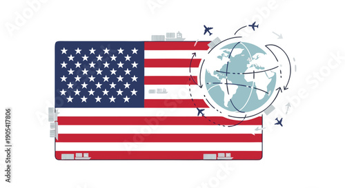 American Flag Symbolizing Global Connectivity and International Travel