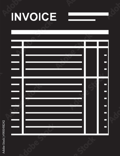 Invoice form silhouette for billing and business payment transaction records vector design