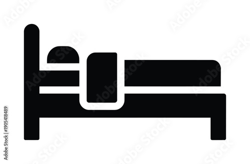 Minimalist vector image of a bed with a pillow and blanket