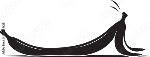 Banana peel danger vector silhouette illustration for slipping on fruit trash on ground