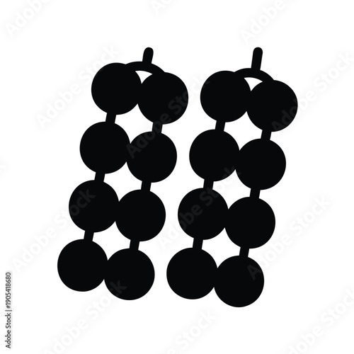 Two strings of connected circles or beads in black and white