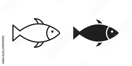 Fish and a knife icon. Trendy stroke signs for website, apps and UI. Premium set of thin line icons.