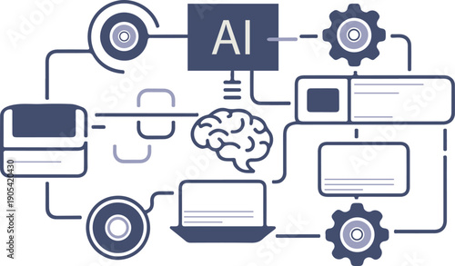 AI Powered Business Platform Illustration for Software, SaaS, and Enterprise Systems