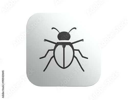 Stylized outline of a beetle on a rounded square background
