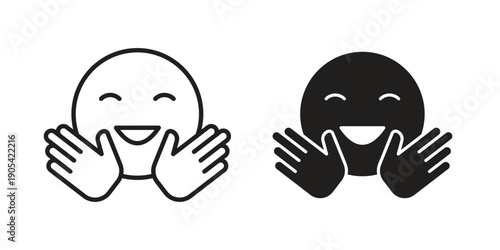 Hugging emoji icon. Trendy stroke signs for website, apps and UI. Premium set of thin line icons.