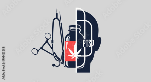 Ptsd treatment concept: cannabis, therapy, and medicine in modern healthcare