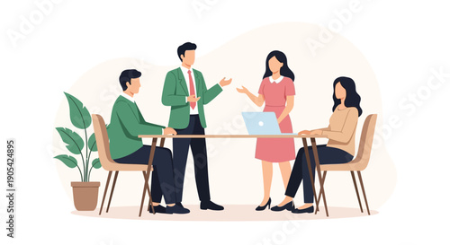 Business meeting with colleagues in a modern office setting