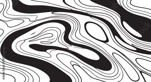 Black and white abstract topographic map design background texture