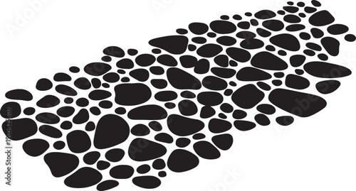 Black stones or pebbles on a white background illustration