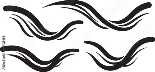 Abstract Black Wavy Lines on White Background Illustration Design