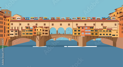Ponte Vecchio bridge over the Arno river in Florence, Italy, a famous landmark