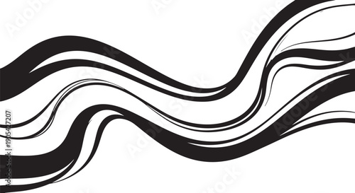 Black and white wavy lines abstract art design element