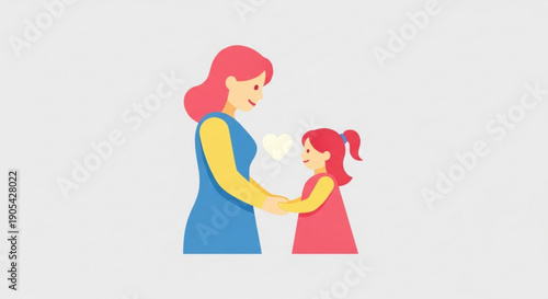 Woman and little girl blowing bubbles together outdoors in daytime with happiness and joy