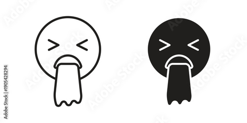 Puking emoji icon. Trendy stroke signs for website, apps and UI. Premium set of thin line icons.
