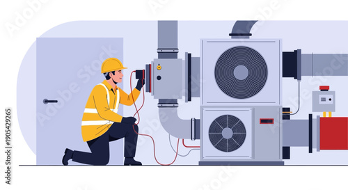 Technician inspecting hvac system: safety and efficiency in building maintenance