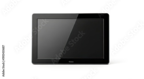 Modern black digital display with a blank screen, ideal for showcasing photos or presentations in any contemporary setting, isolated