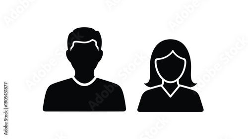 Simple black silhouettes of a man and a woman silhouette