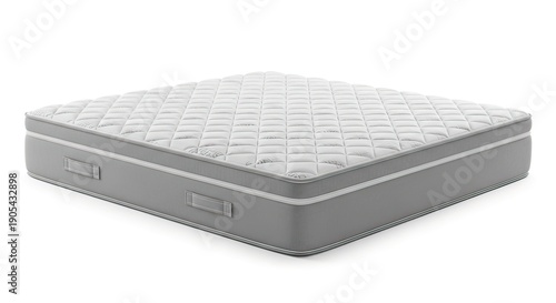 Premium white mattress with soft quilted top and elegant grey border, designed for optimal comfort and restorative sleep