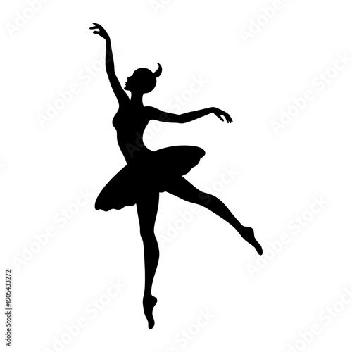 Ballet Dancer Leap Pose on White Background.