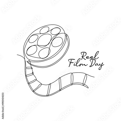 line art of Reel Film Day good for Reel Film Day celebrate. line art.