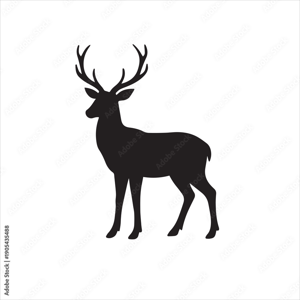 Fototapeta premium Deer silhouette vector style illustration